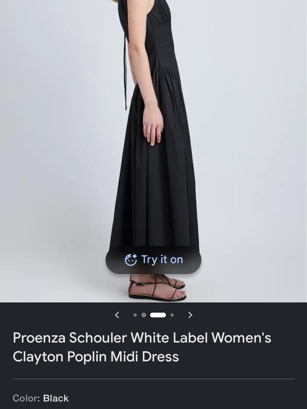Proenza Schouler Black Maxi Dress with Gathered Skirt - Picture 3 of 6